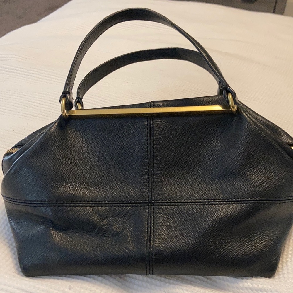 J. Crew black leather handbag with crossbody strap